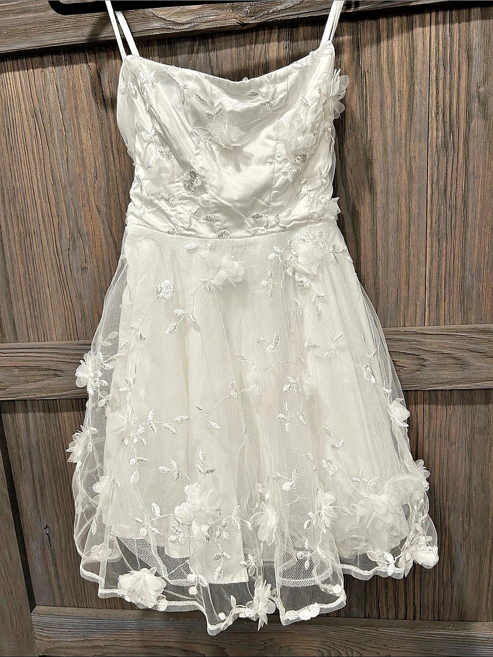 ANGEL BIBA Floral Mini Dress in White Size Small Like New